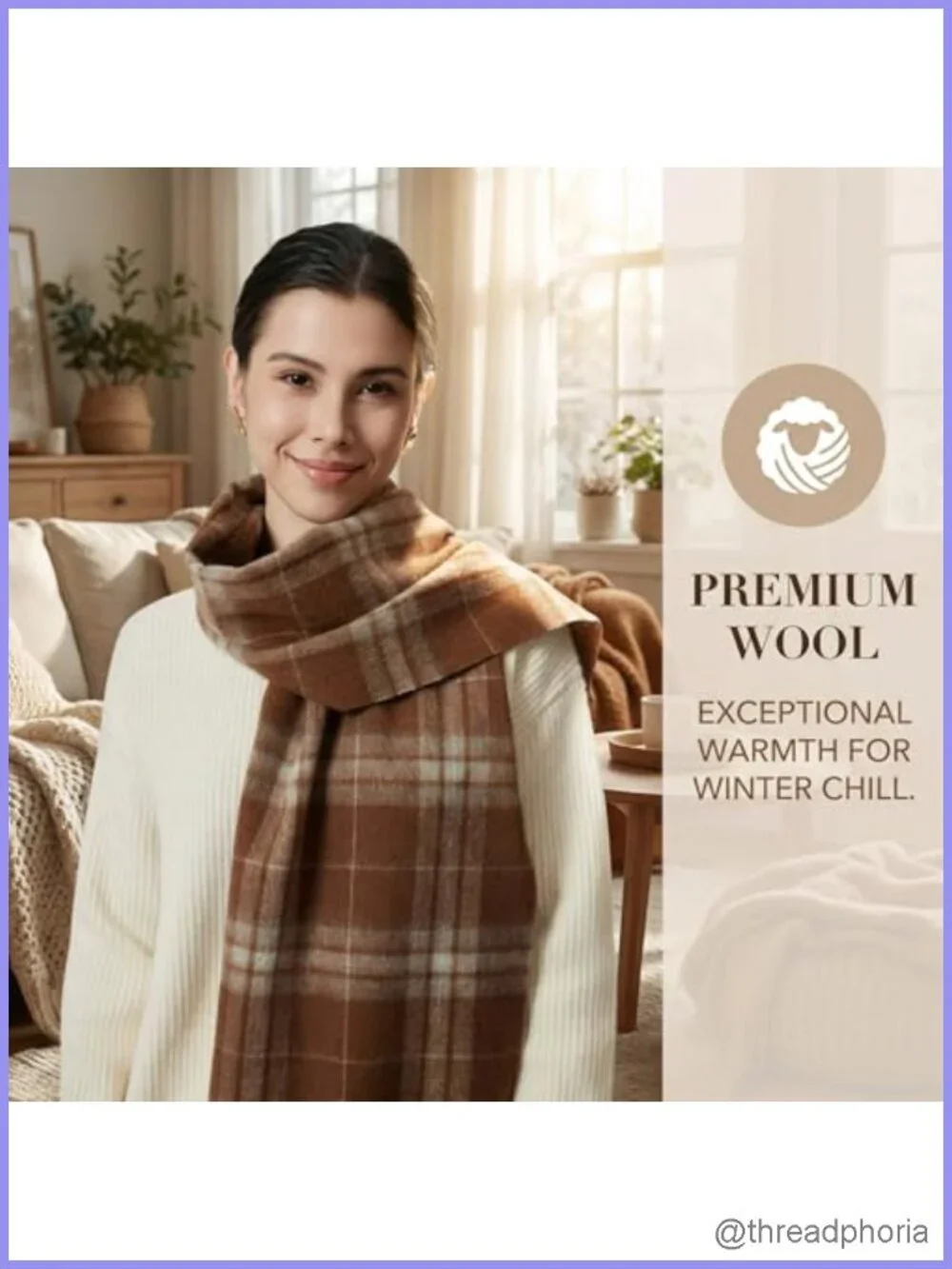 Wool Blend Plaid Scarf with Tassels Oversized Shawl Wrap Warm Winter Ladies